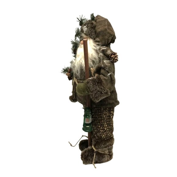 Christmas Santa Claus Figure Woodsy Natural Decoration 17" Brown - Picture 5 of 9